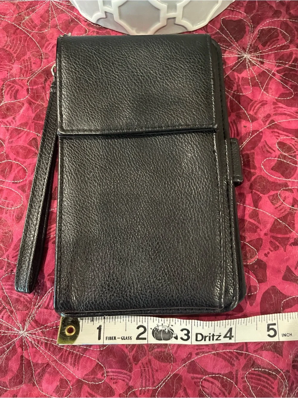 Black Leather Wristlet Phone Case - Unbranded